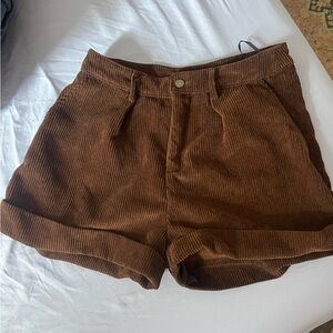 Brown Corduroy Women Shorts